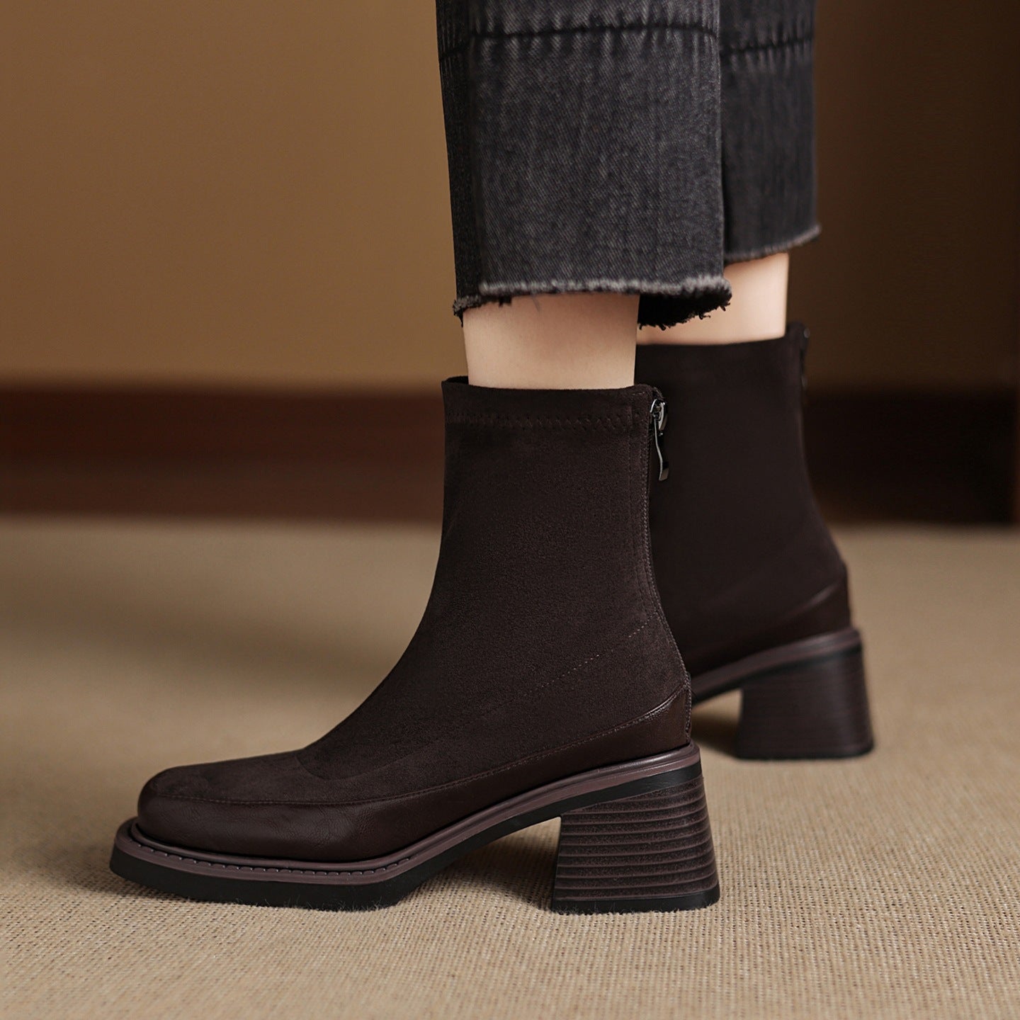 Michi Suede Mid-Heel Boots