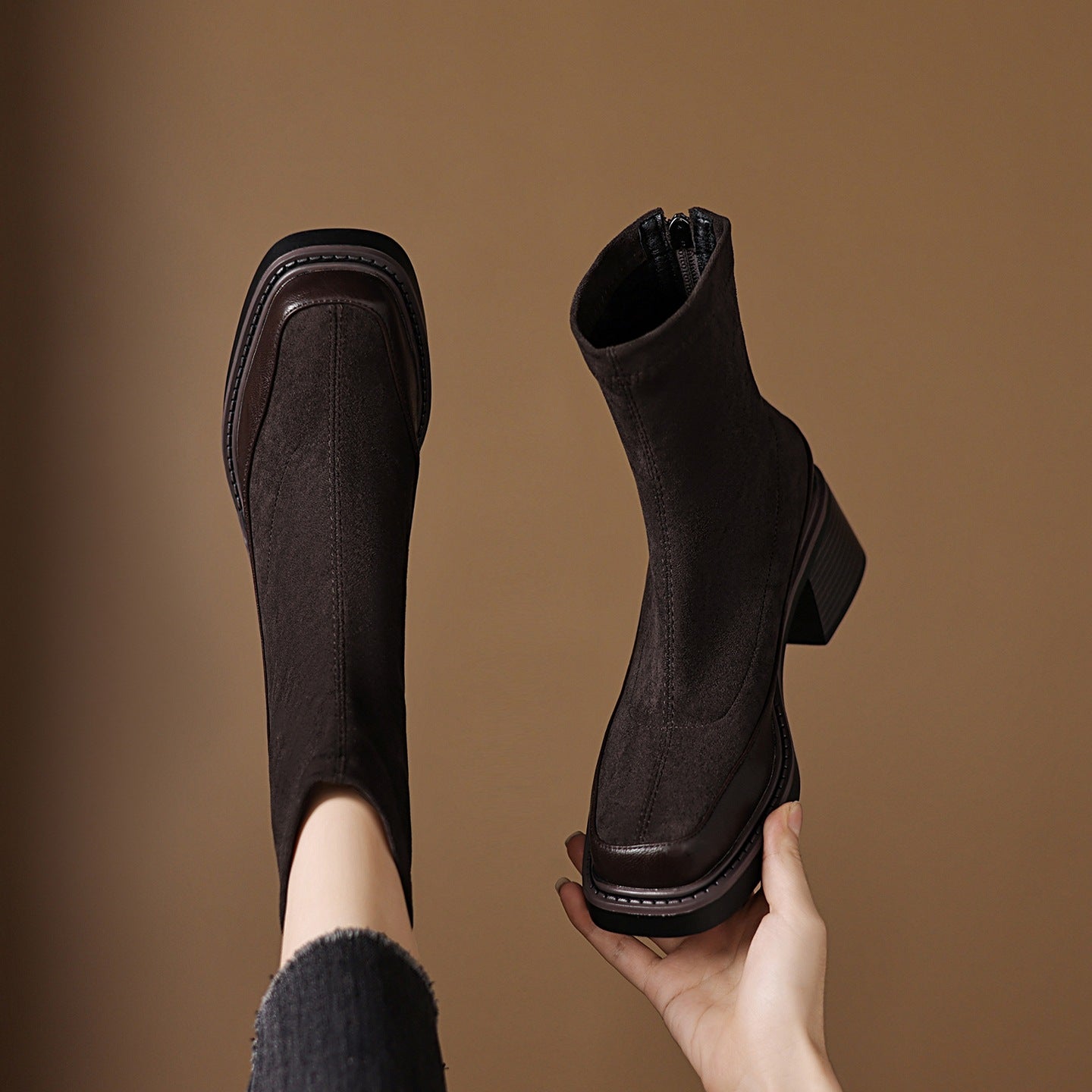Michi Suede Mid-Heel Boots 2