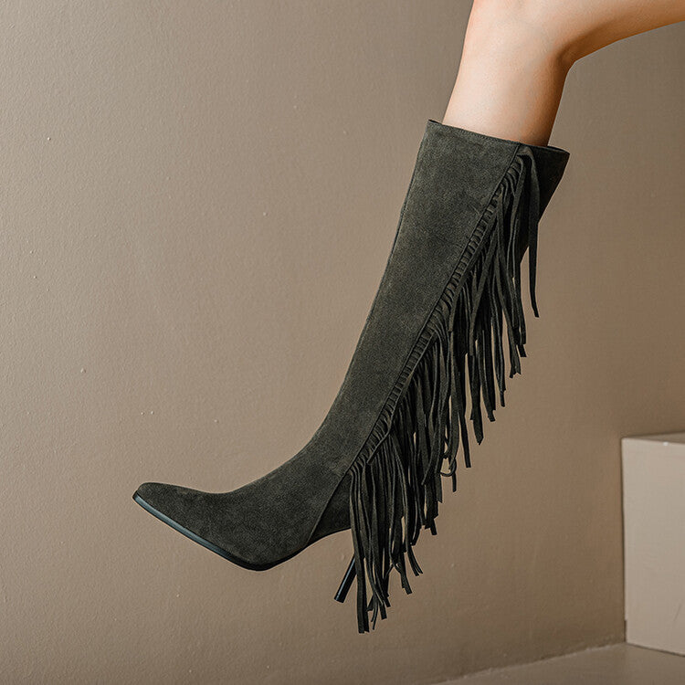 Rosalie Suede Knee-High Stiletto Boots 4