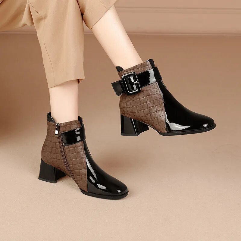 Denia Two-Tone Embossed Ankle Boots