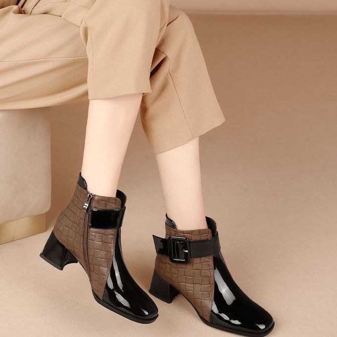 Denia Two-Tone Embossed Ankle Boots 2