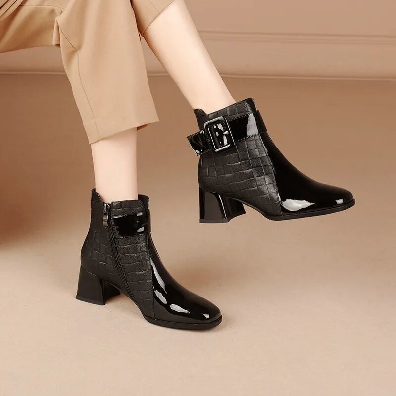 Denia Two-Tone Embossed Ankle Boots 4