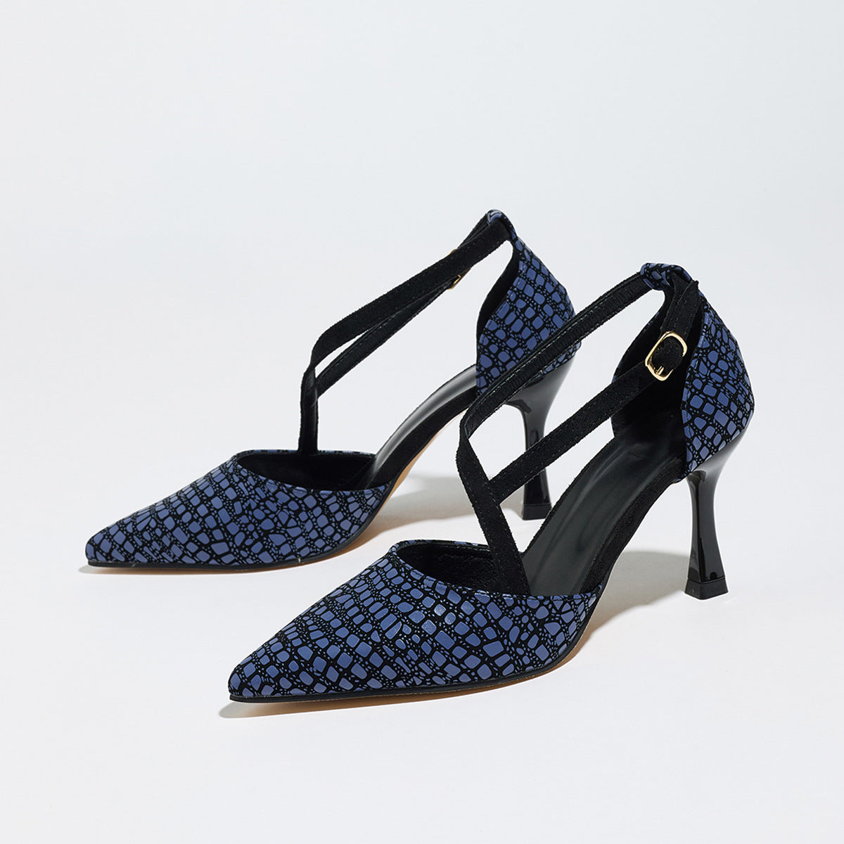 Cobalt Enigma Croc Stiletto Heels 4