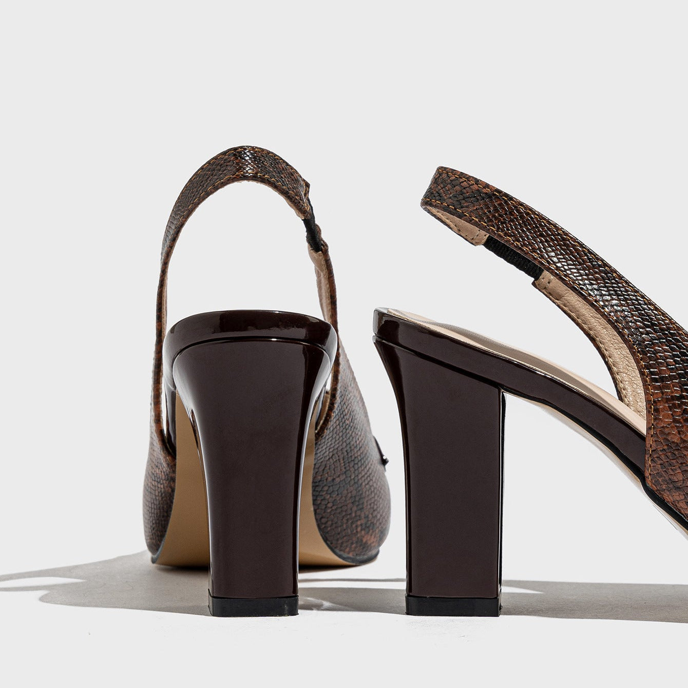 Dakota Snake-Embossed Slingback Heels 3