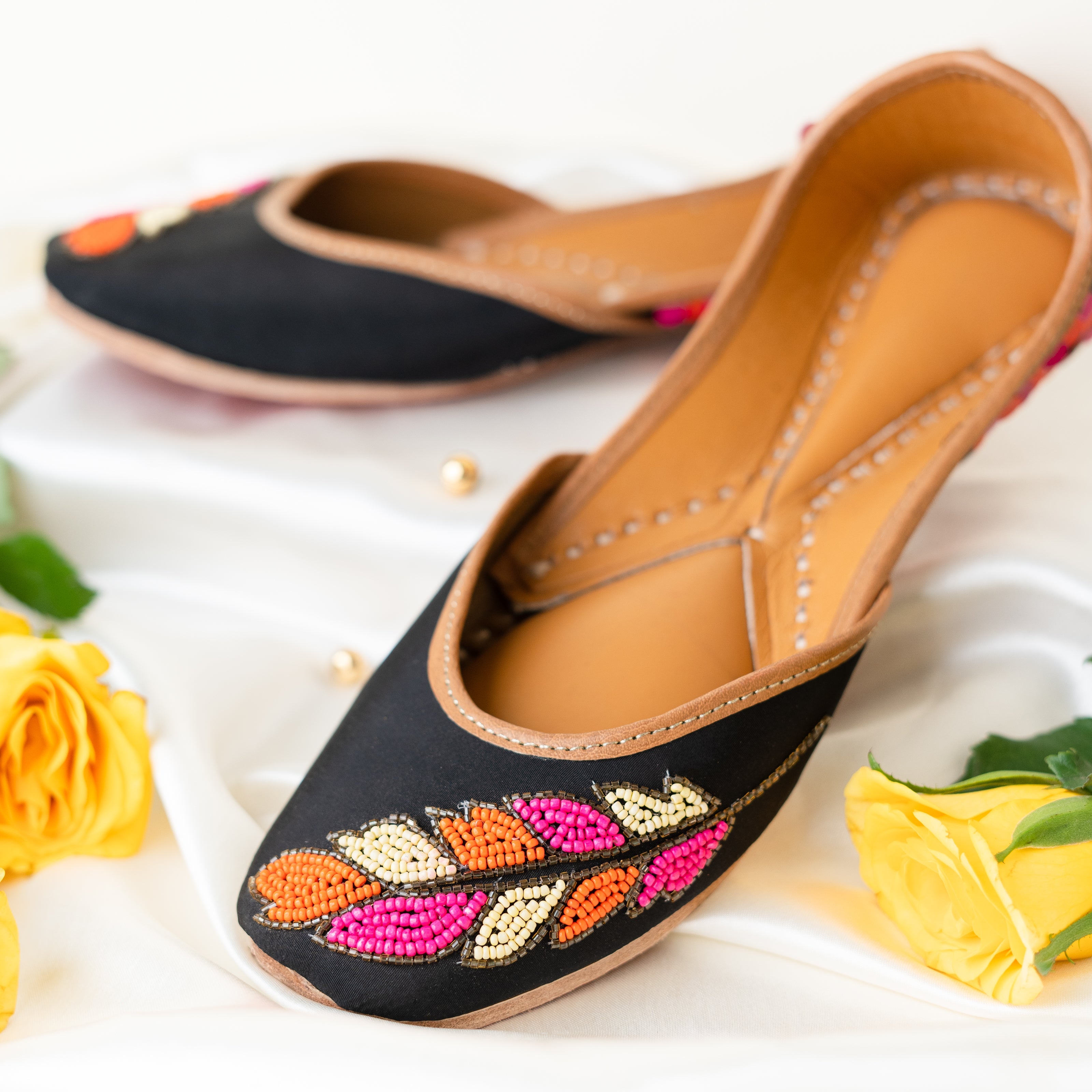 Black Sequins and Beaded Leaf Jutti 2