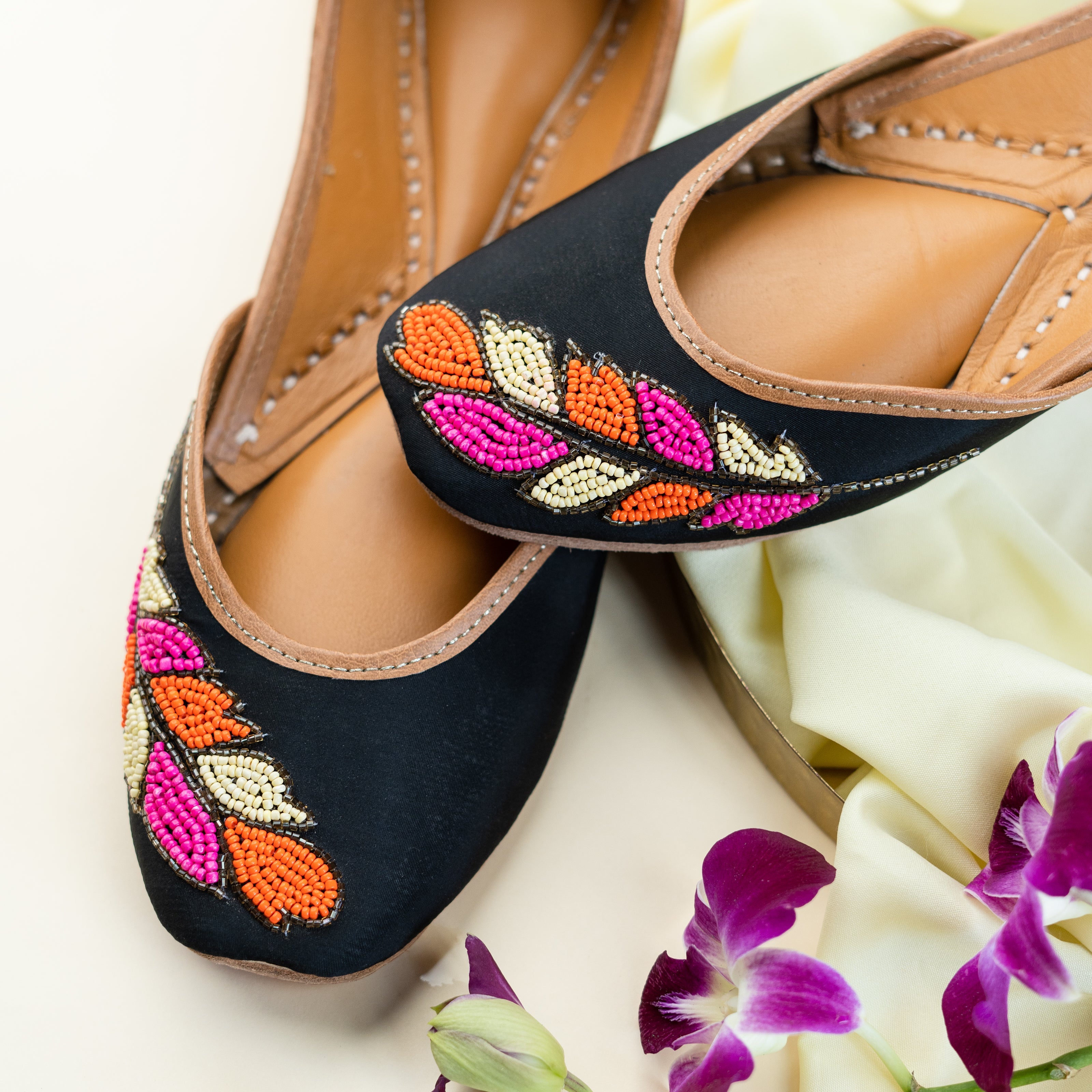Black Sequins and Beaded Leaf Jutti 4