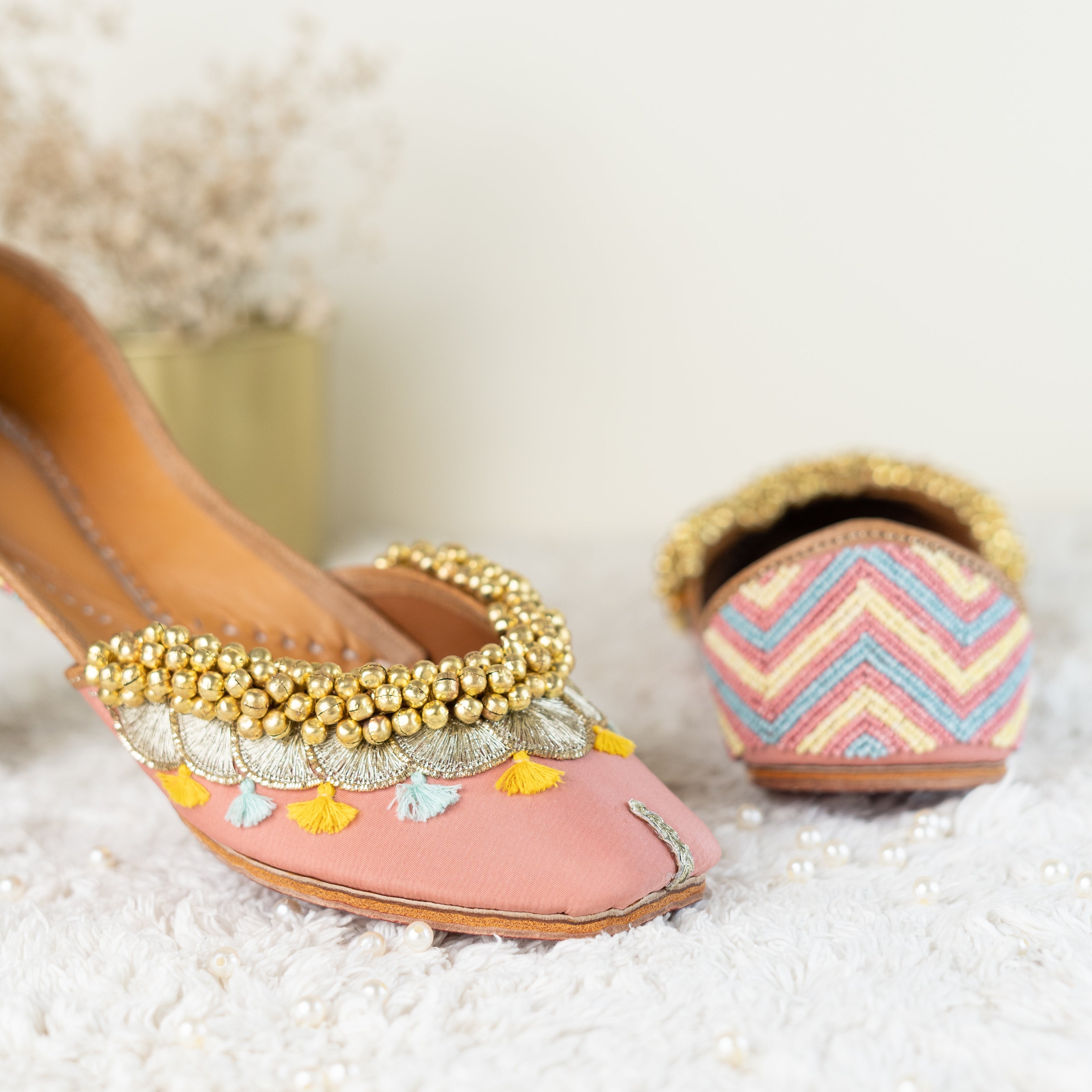 Pink Embroidered Ghungroo Jutti 3