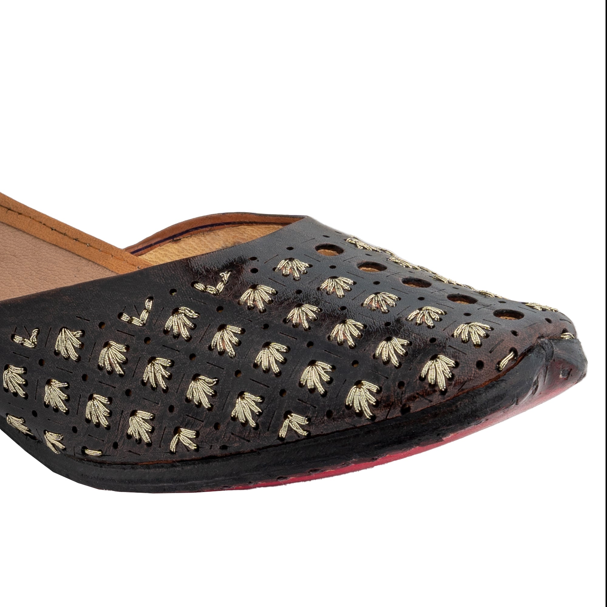 Black Starry Nights Women's Kolhapuri Leather Jutti 3