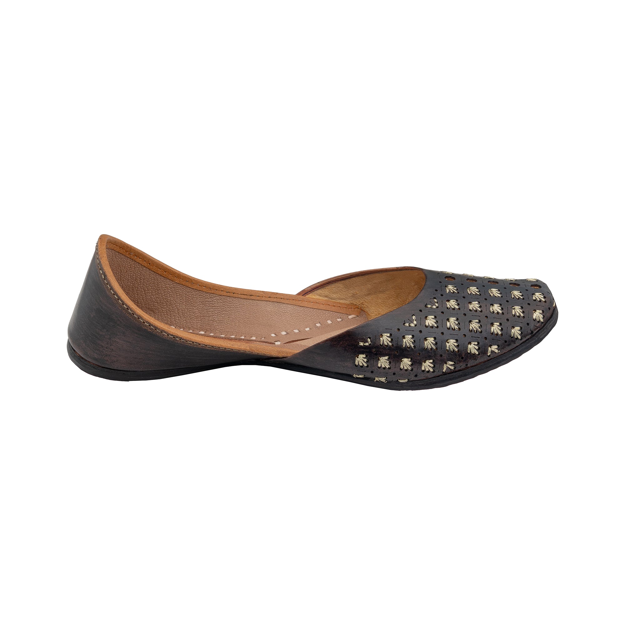 Black Starry Nights Women's Kolhapuri Leather Jutti 4