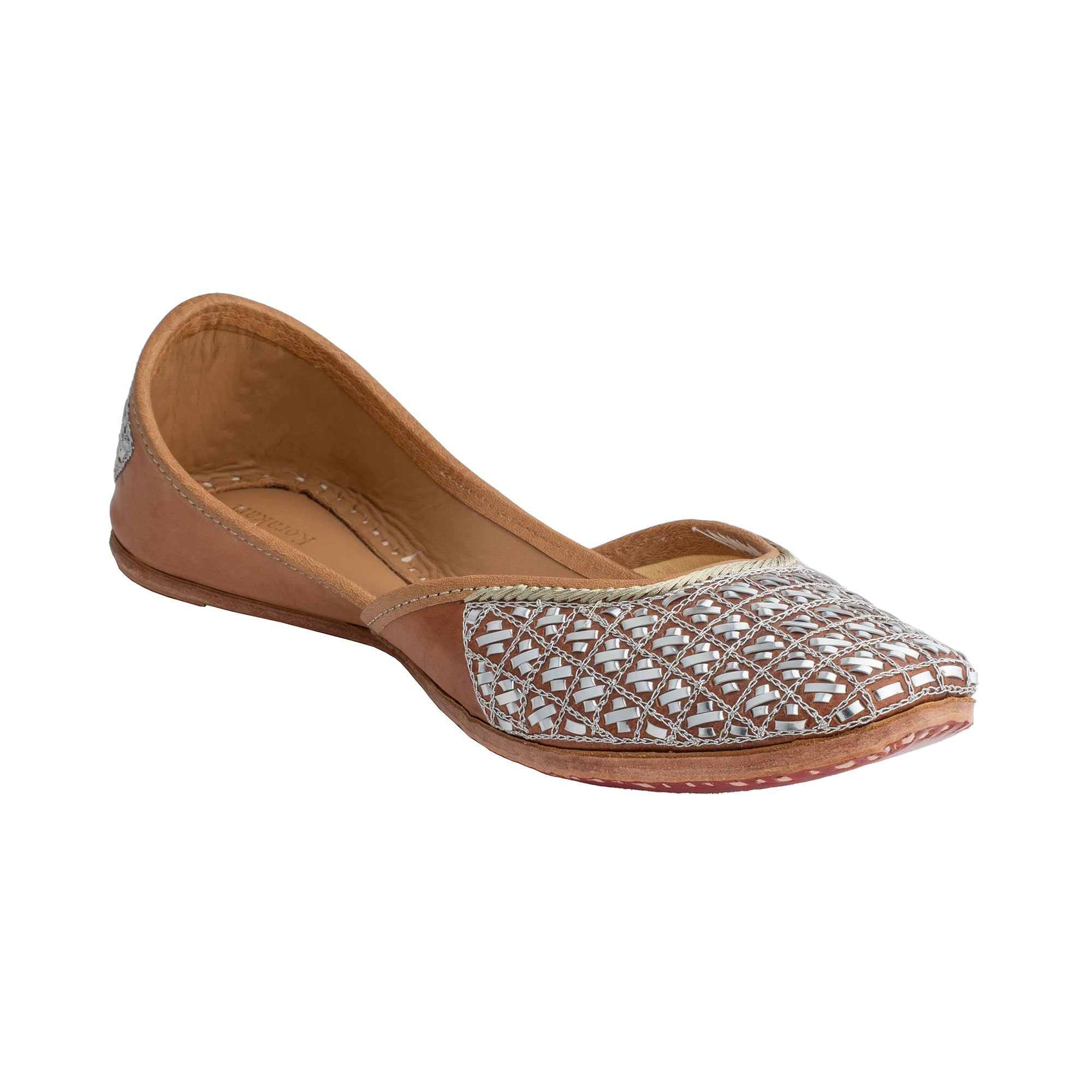 Beige Juno Women's Kolhapuri Leather Jutti 2