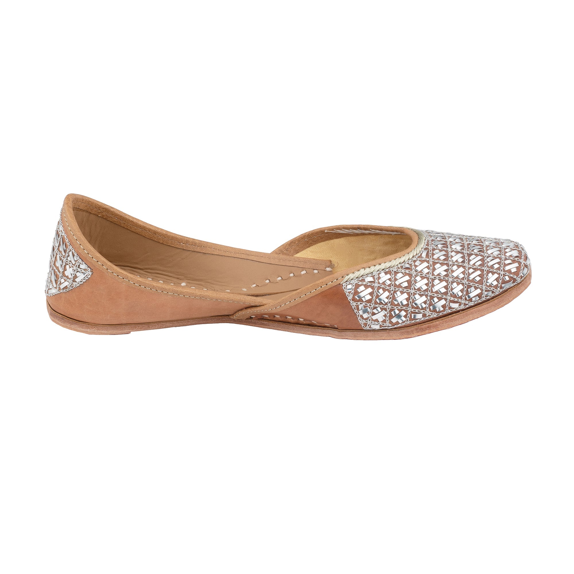 Beige Juno Women's Kolhapuri Leather Jutti 4