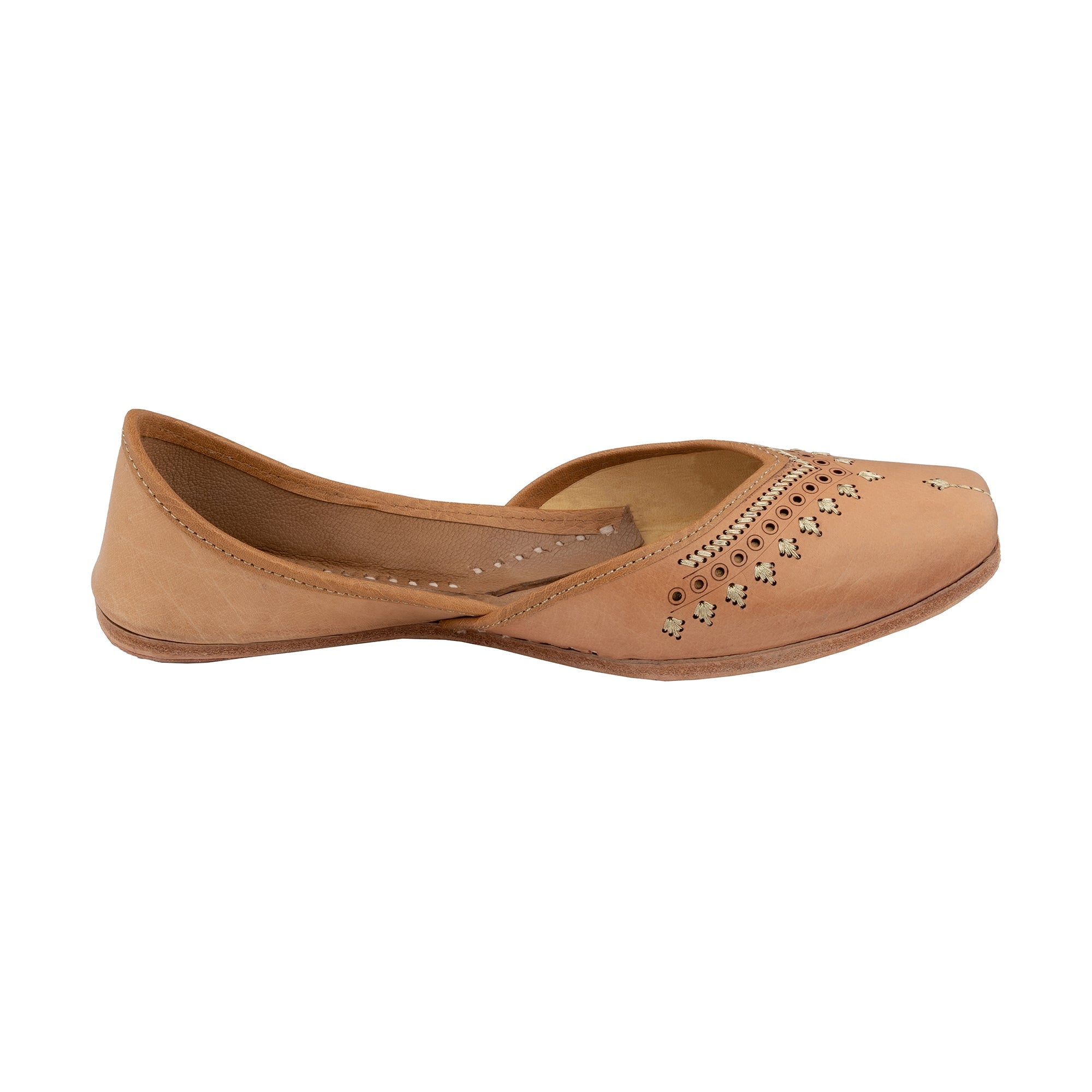Beige Hera Women's Kolhapuri Leather Jutti 4