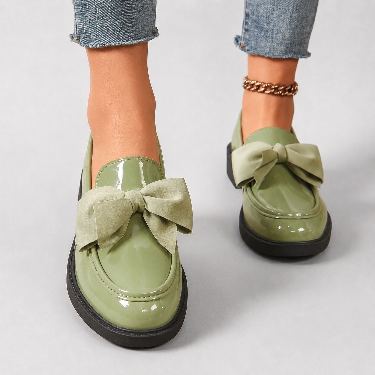 Brielle Glossy Bow Loafers 2