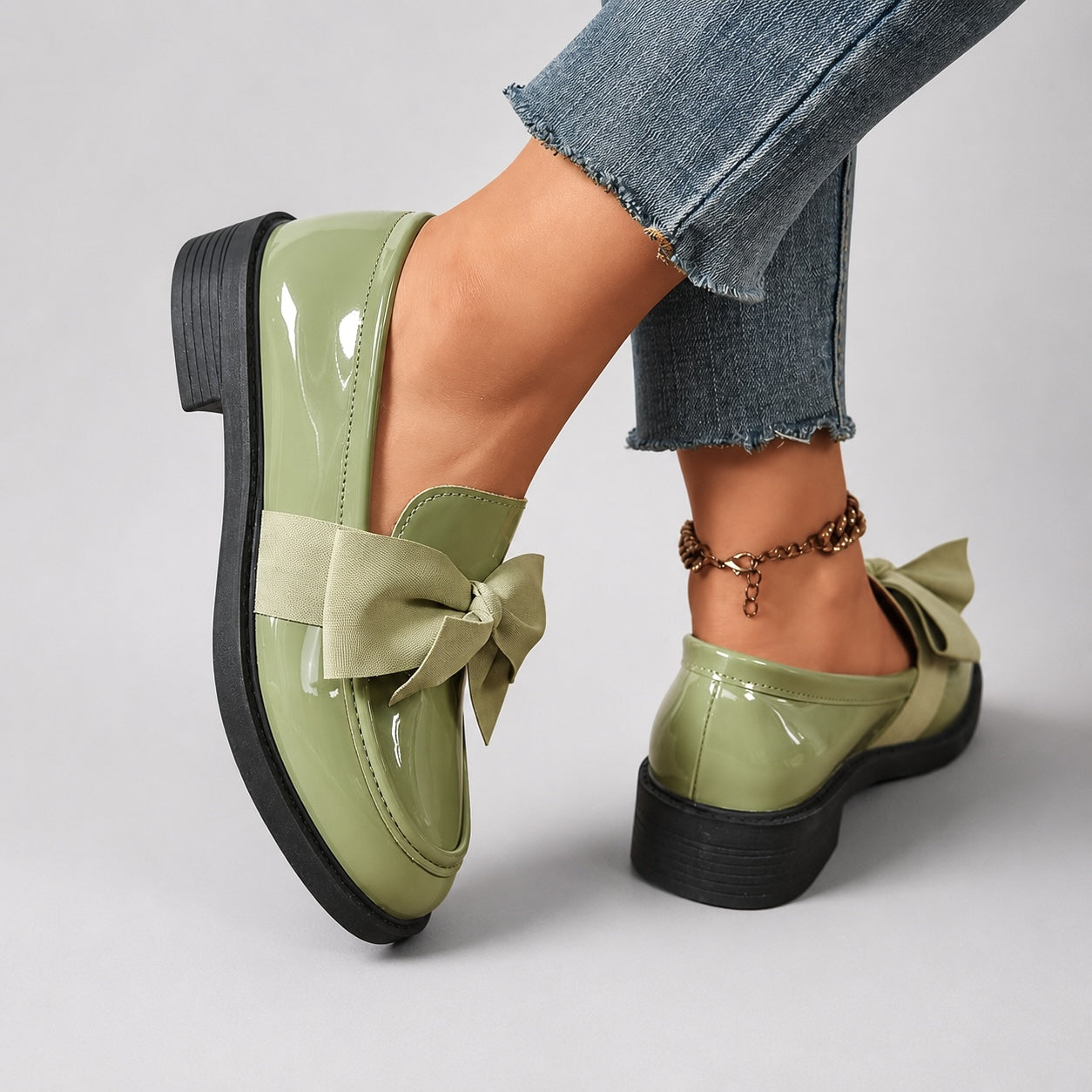 Brielle Glossy Bow Loafers 3