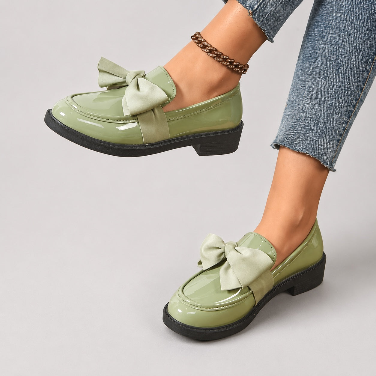Brielle Glossy Bow Loafers 4