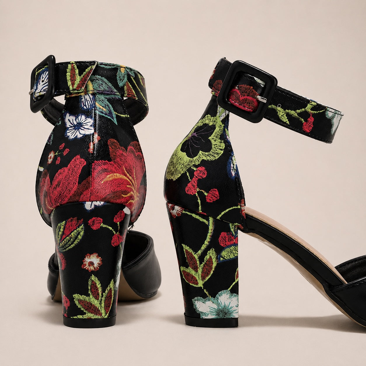Zinnia Floral Block Heel Pumps 2