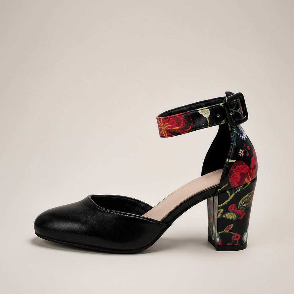 Zinnia Floral Block Heel Pumps 4