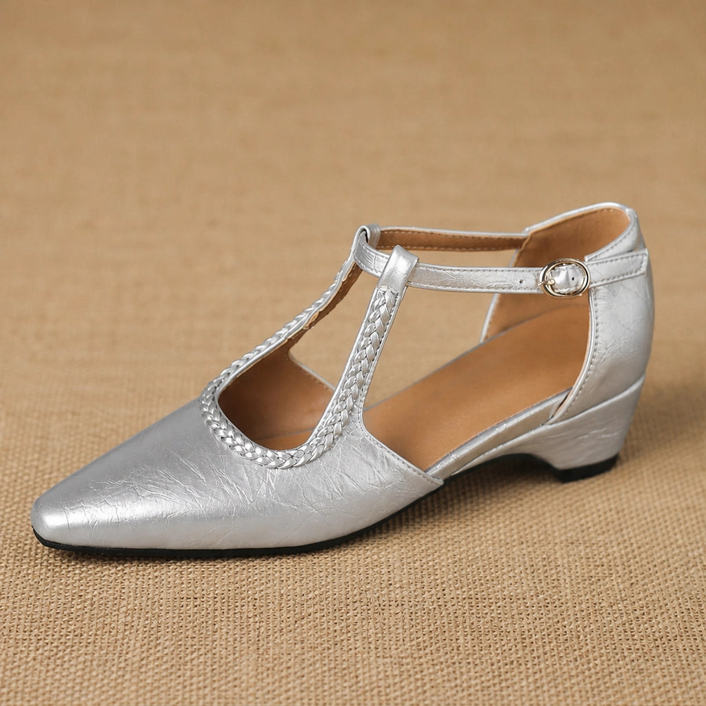 Zelina T-Strap Low-Heel Sandals 2
