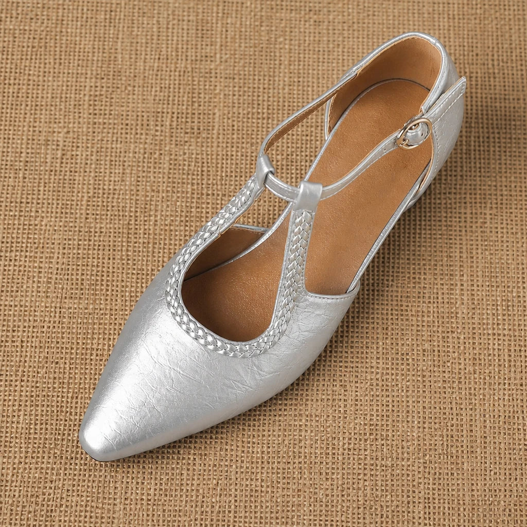 Zelina T-Strap Low-Heel Sandals 4