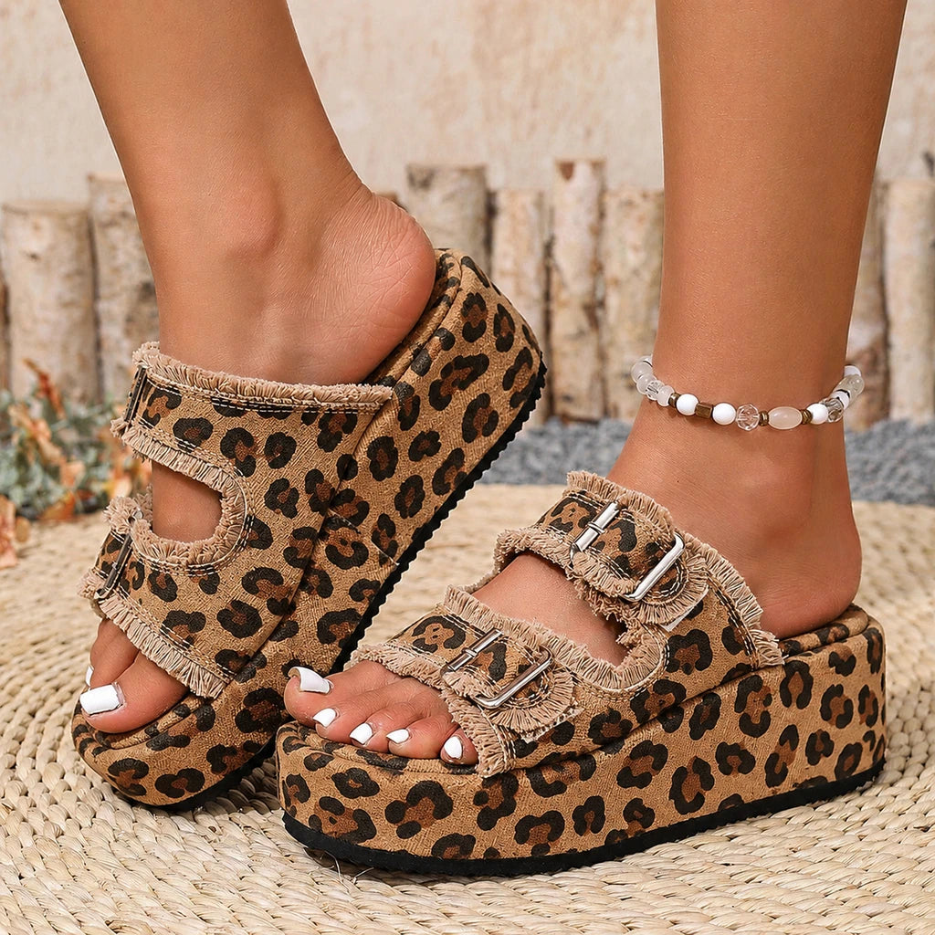 Zula Denim Platform Slide Sandals
